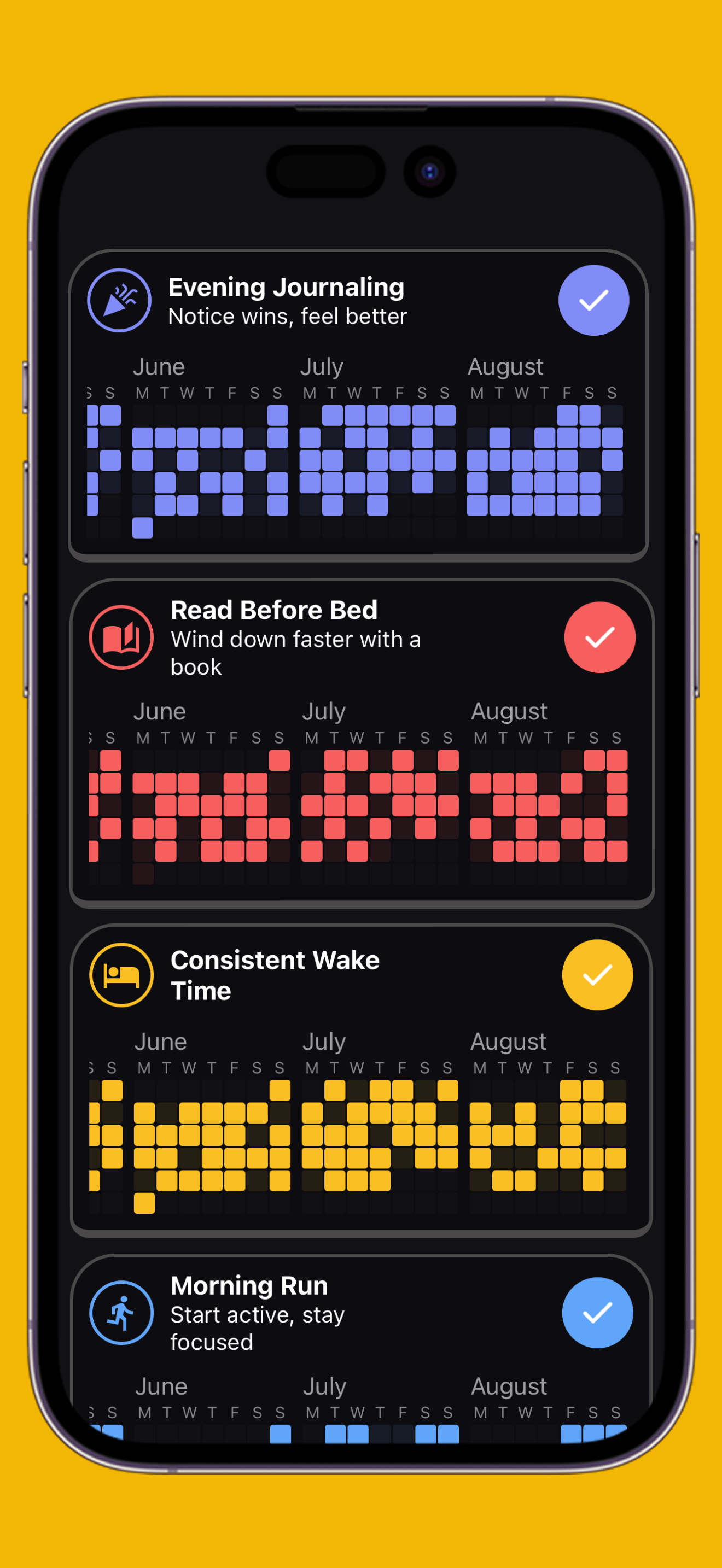 Habitee statistics screen